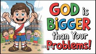 🌟 David and Goliath Story for Kids | God is BIGGER Than Your Problems! | Happy Tails & Tales