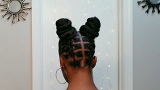 2 high buns + rubberband Criss cross back , Trending style 2021 @CreativeP