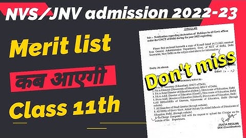 nvs/jnv admission 2022-23 // merit list 2022 class 11 // class 11 result 2022 nvs admission 2022 23