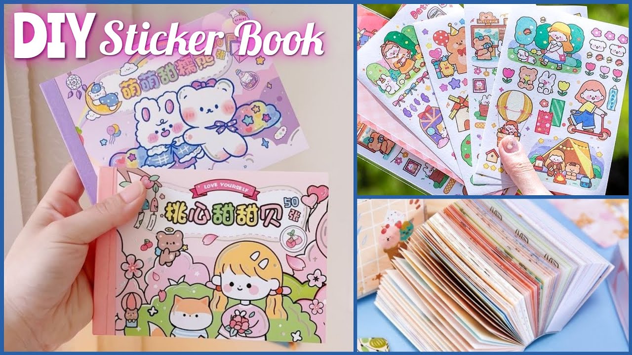 How to make a cute sticker book, Diy kawai sticker Book, Easy to make diy