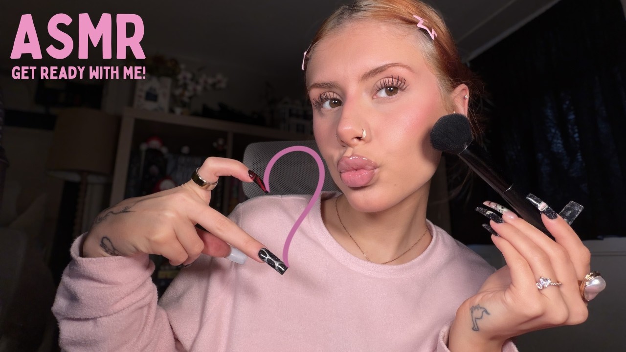ASMR get ready with me (makeup, hair & whisper rambling) 🎀