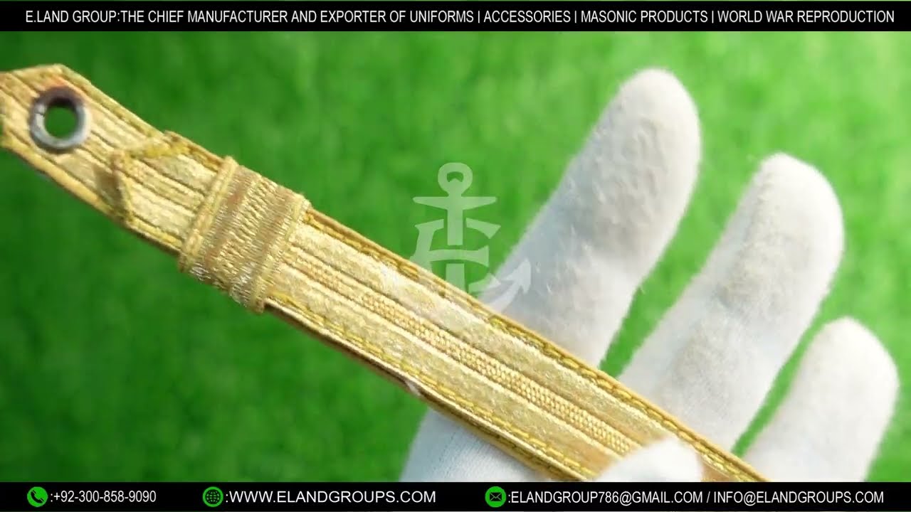 Ceremonial uniform cap cord bullion, gold wire visor chin strap chin cord hat cord,