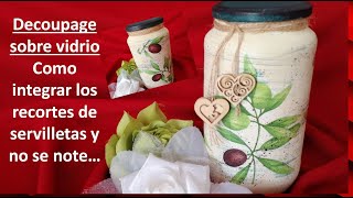 DECOUPAGE SOBRE VIDRIO: COMO INTEGRAR LA SERVILLETA