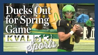 Sports: Ducks Split into Two White and Green Teams for Spring Game at Autzen