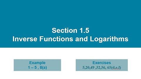 Section 1.5 Inverse Functions and Logarithms part (1)