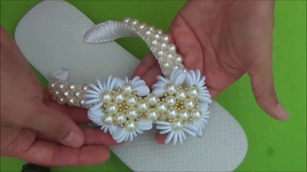 sandalia havaiana decorada com perola passo a passo