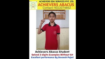 Achievers Abacus Student//Solved 3-digits Examples//Excellent Performance#mentalabacus#mentalmath#24