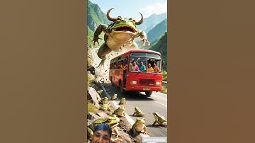 Millions of frogs attacked up on passengers red bus lion saved 🐸 🦁 #shorts #ai