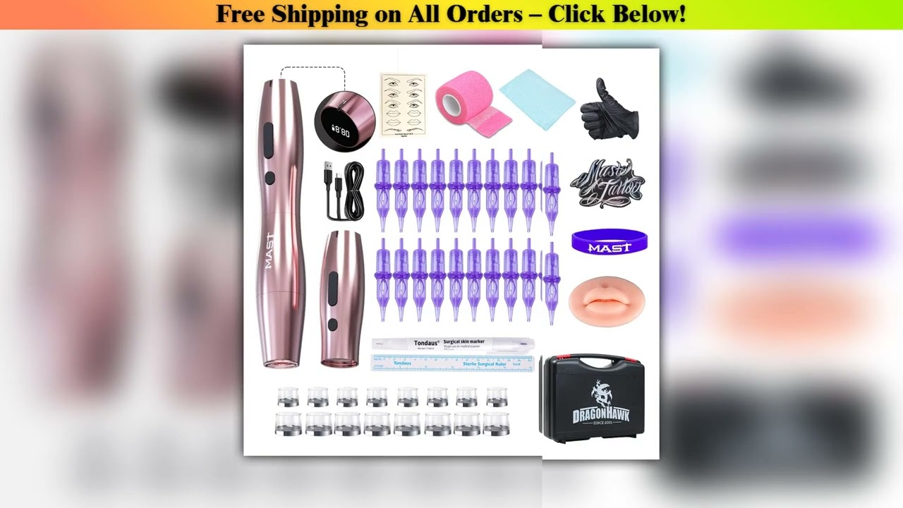 Mast P20 Tattoo Kit Rotary Tattoo Machine 2.5mm Stroke Wireless Permanent Makeup Machine Pen