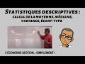 Statistiques descriptives cours complet  calcul de la moyenne mdiane variance carttype