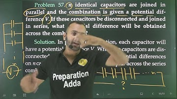 Problem 57. n identical capacitors are joined in parallel and the combination is given a potential