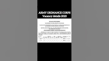 ARMY ORDNANCE CORPS 2023 / vacancy details / AOC vacancy details 2023 #aoc