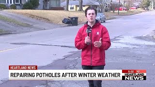 Repairing potholes after winter weather