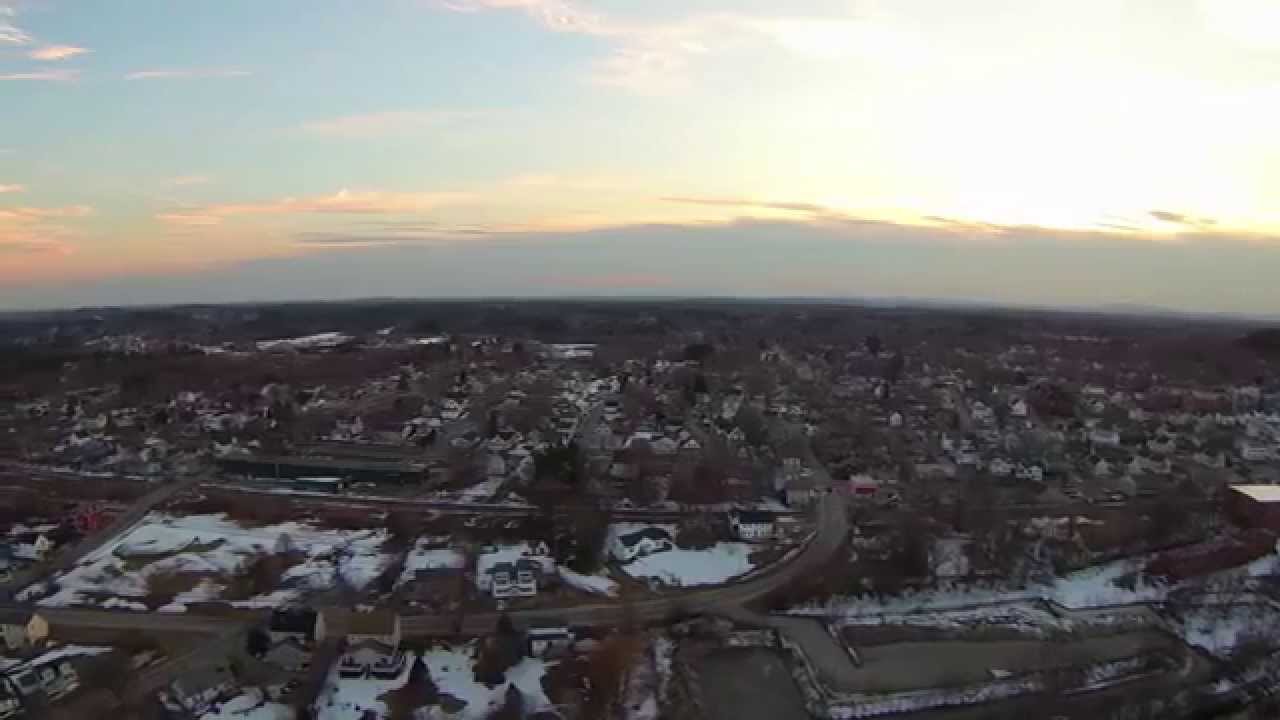 Early Spring Riverwalk at Sunset. Somersworth, New Hampshire Aerial