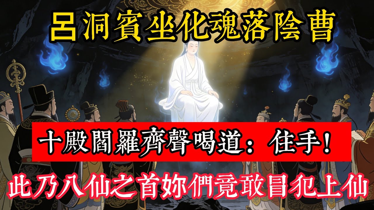 呂洞賓坐化魂落陰曹，黑白無常拿他問罪，十殿閻羅齊聲喝道：住手！此乃八仙之首，妳們竟敢冒犯上#立地成佛#念佛修行#因果正見#修行障礙化解#生死因果#佛学#佛教