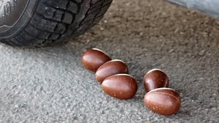 Crushing Crunchy &amp; Soft Things by Car! EXPERIMENT CHOCOLATE EGGS VS CAR