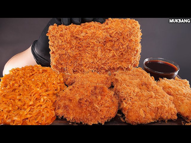 ASMR MUKBANG | Pork Cutlet & Carbo Fire Noodles Buldak EATING 치즈 돈까스 까르보 불닭볶음면 먹방!