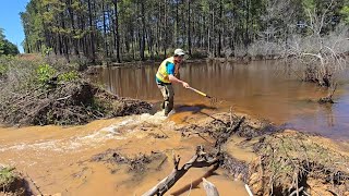 Unclogging Really Big Drain And Beaver Dam Removal Releasing Flood Of Water