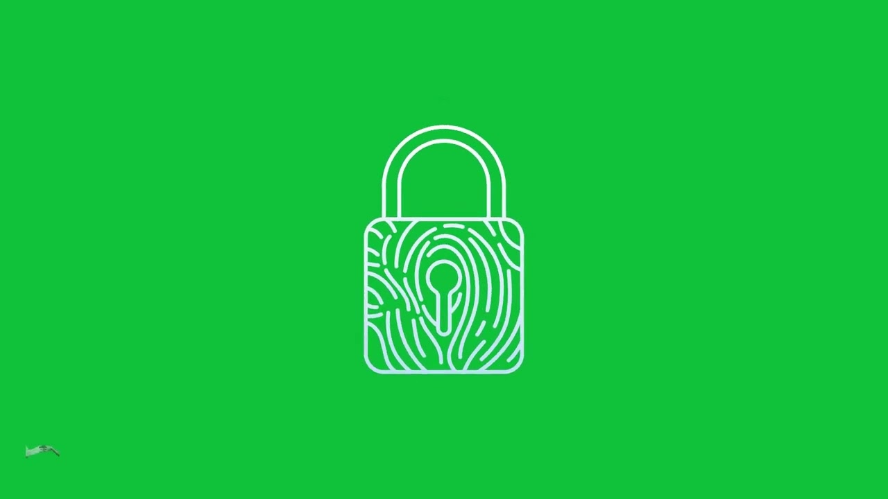 Lock with Fingerprint Line Art Animation | Green Screen