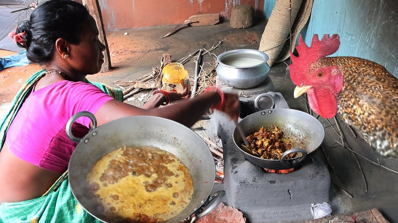⁣Desi Murgi Recipe village style | Indian women cooking desi chicken #tribecooking #villagecooking