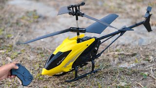 yellow mini 2.4Hz rc helicopter unboxing and Fly test