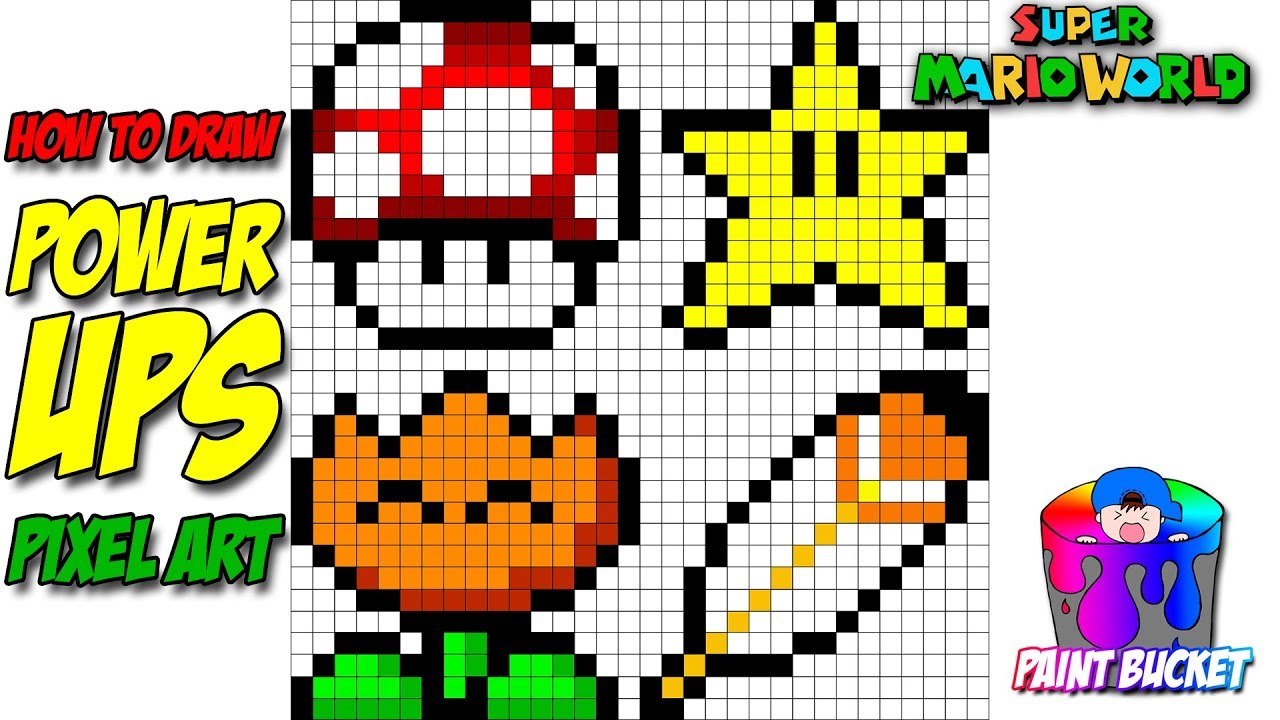 Super Mario World Power Ups How To Draw Super Nintendo Pixel Art Sprites Step By Step Tutorial Youtube