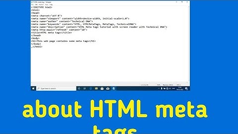HTML-part8: Meta tags explained in HTML with example #technicalDNA #HTMLMetaTags
