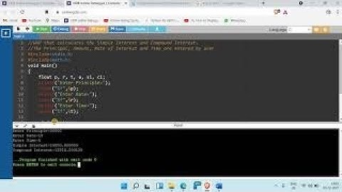 c program to find the simple interest and compound interest | amount rate and time input by user