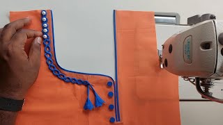 Unique and creative piping neck design cutting and sewing