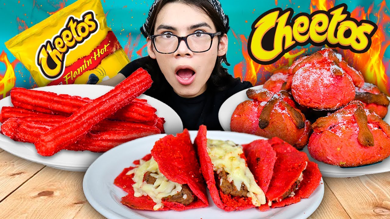 HICE 3 RECETAS MEXICANISIMAS CON CHEETOS FLAMIN' HOT! ?? (Pan de muerto,  tacos, churros) - YouTube