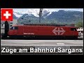 Zugverkehr am Bahnhof Sargans, Schweiz 2018