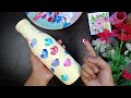 Very beautiful, multicolour glass bottle painting with finger. Easy glass bottle painting.