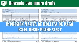 Impresión masiva de boletas de pago en excel desde PLAME SUNAT