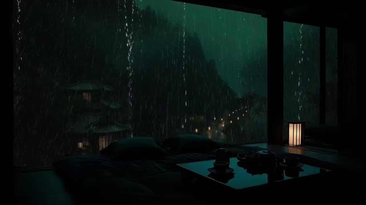 Soft Japanese Night Rain | Dark Room Ambience for Sleep, Focus & Meditation (No Ads)