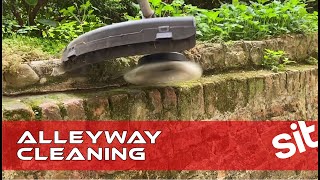 Alleyway cleaning with REGULAR String Trimmer Brush and brass wire SPID - SITBRUSH