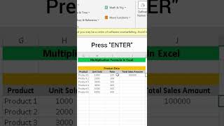 multiplication formula in microsoft excel | excel formula hacks #excel #exceltips #excelformulw