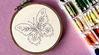 Floral Butterfly Embroidery Tutorial Embroidery For Beginners - Lets Explore