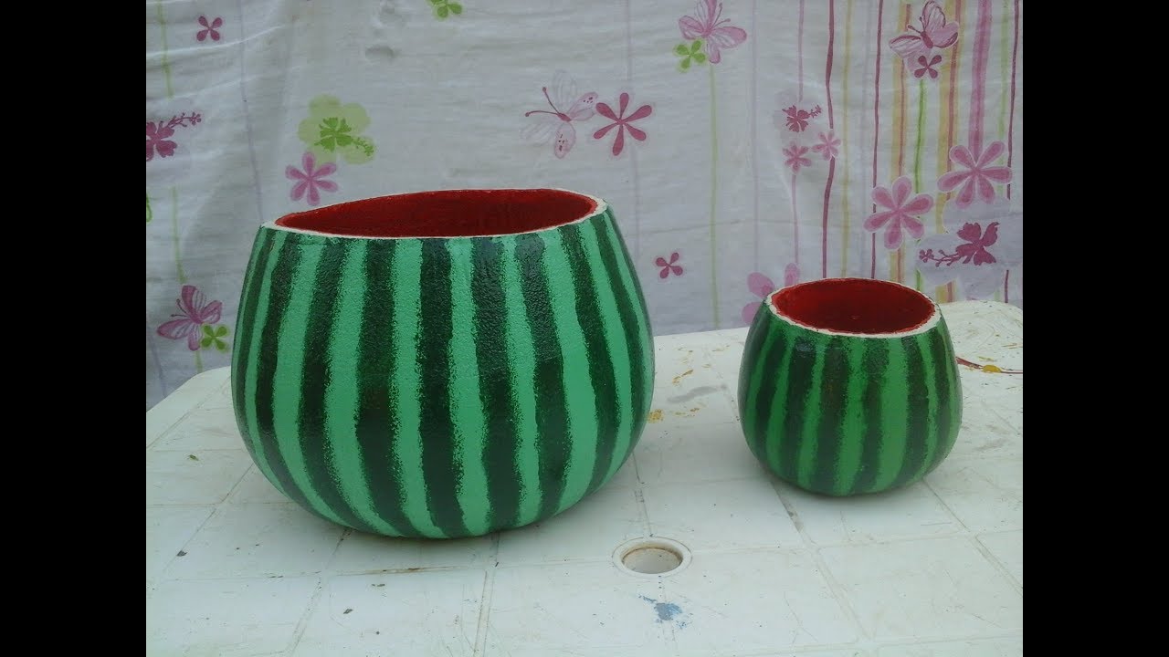 vaso de cimento formato de Melancia