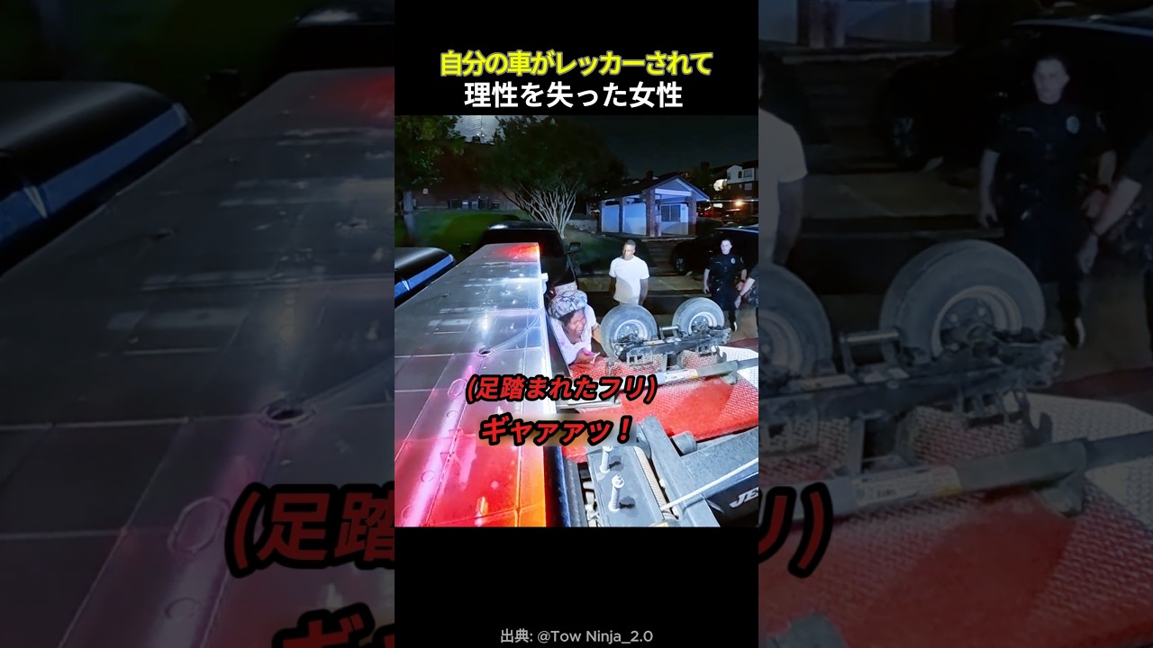 自分の車がレッカーされて理性を失った女性