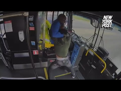Pulse-pounding video captures passenger attacking driver on bus before it crashed into building
