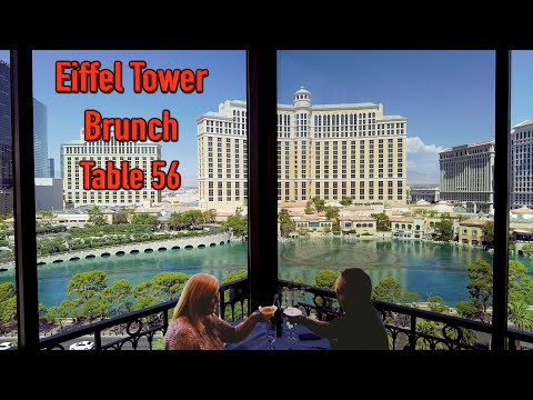 Eiffel Tower Restaurant Best Fountain view Table 56 Las Vegas Vlog