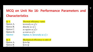 16. Multiple Choice Questions (MCQ) on Unit No 16- Performance Parameters & Characteristics of I C E
