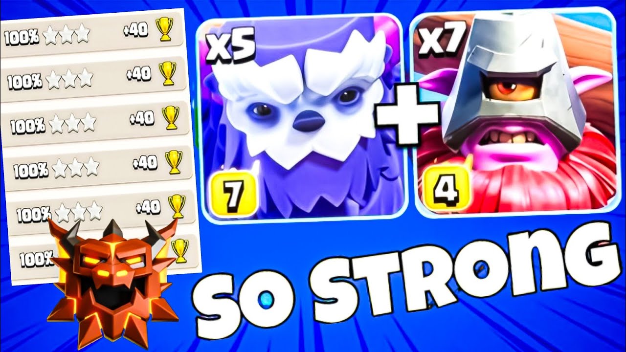 Strong Yeti SO STRONG!Yeti Throwers Attack strategy(TH18) Legend Rank Attack clash ...