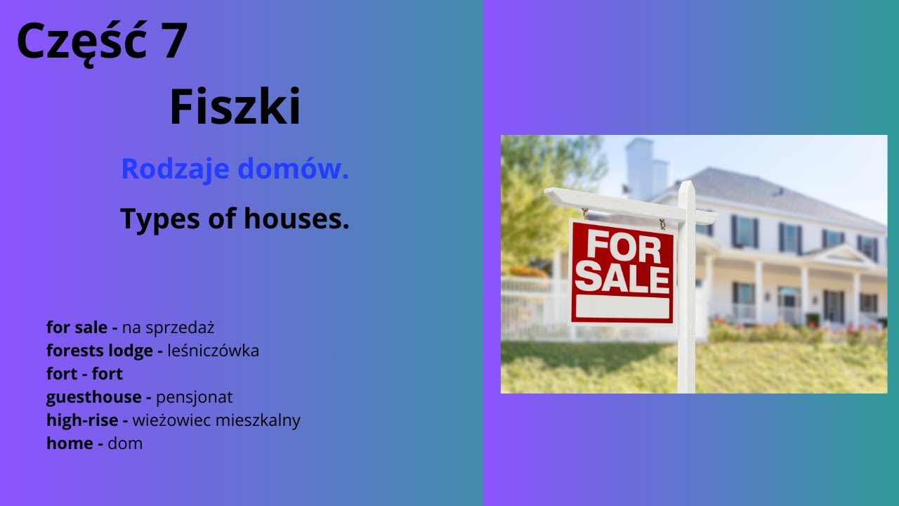 Język angielski - Fiszki typy domów. Flashcards types of houses. Część