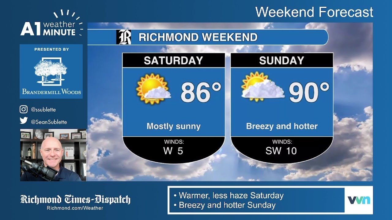 Weekend Richmond Weather Video: Warmer and less hazy. Breezy on Sunday ...