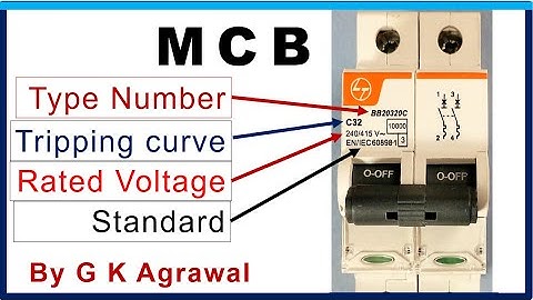 MCB breaker nameplate, rating plate | data printed on the MCB