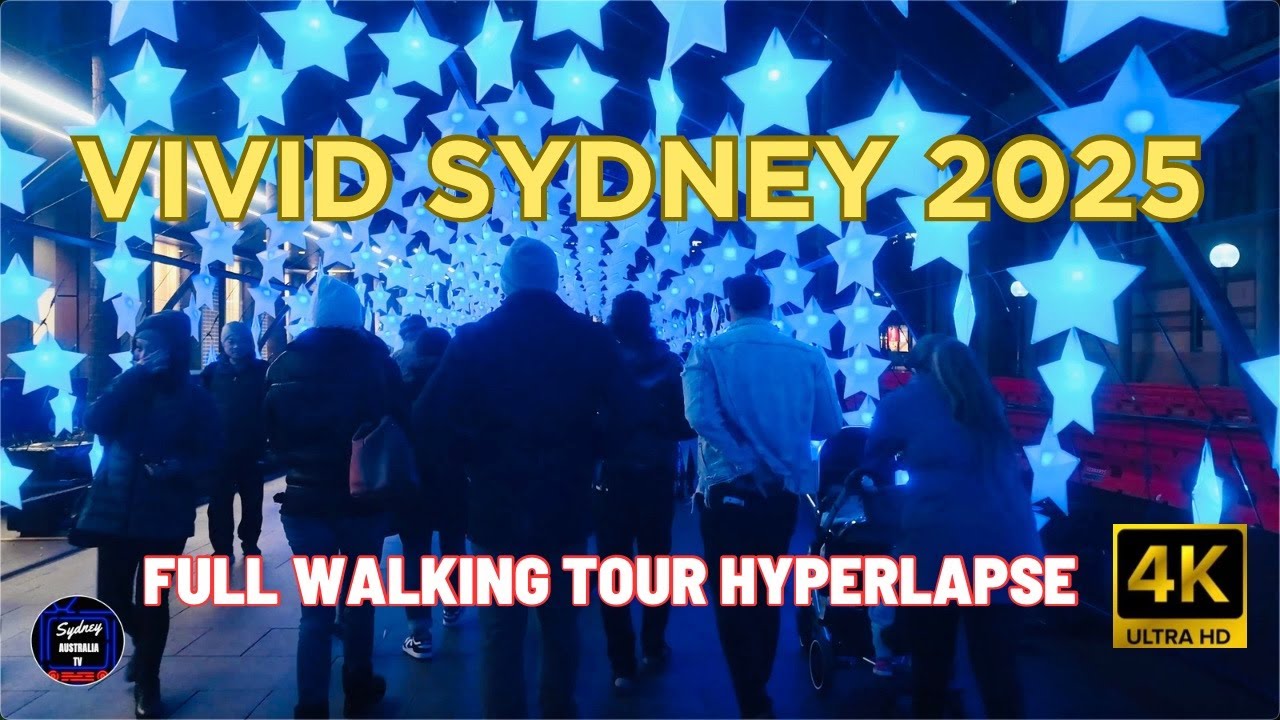 [4K] VIVID SYDNEY 2025 FULL WALKING TOUR HYPERLAPSE | CENTRAL CITY TO SYDNEY OPERA HOUSE.