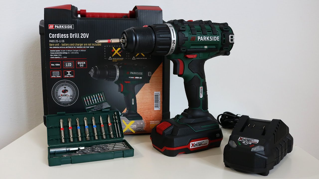 CORDLESS HAMMER DRILL 20V BATTERY AND CHARGER INCLUDED Parkside