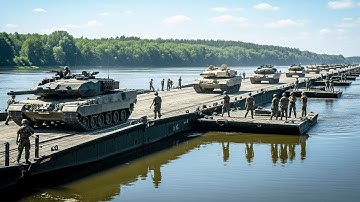 NATO Builds Giant Floating Bridge for Tanks in 5 Minutes