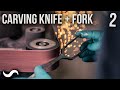 MAKING A STAINLESS DAMASCUS CARVING KNIFE AND FORK!!! Part 2